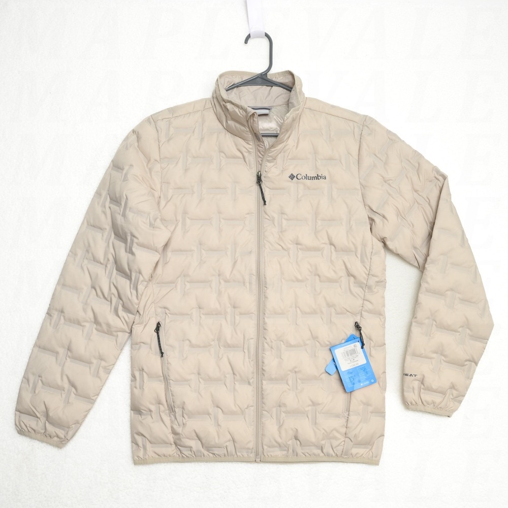 Columbia Delta Ridge II Jacket Men's Small Dark Stone Off White Down Full Zip